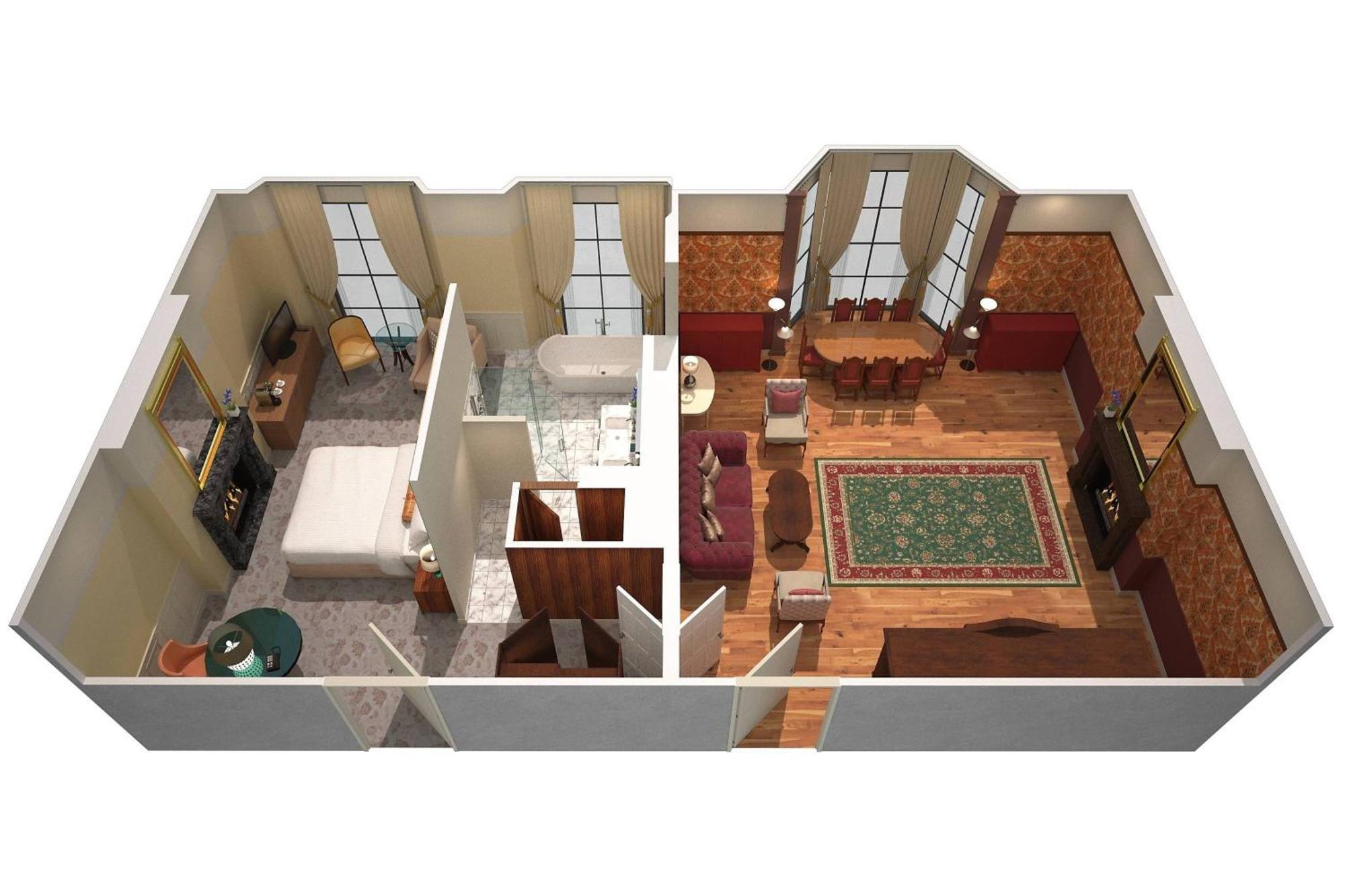St. Pancras Renaissance Hotel Лондон Экстерьер фото 3D floor plan of a suite